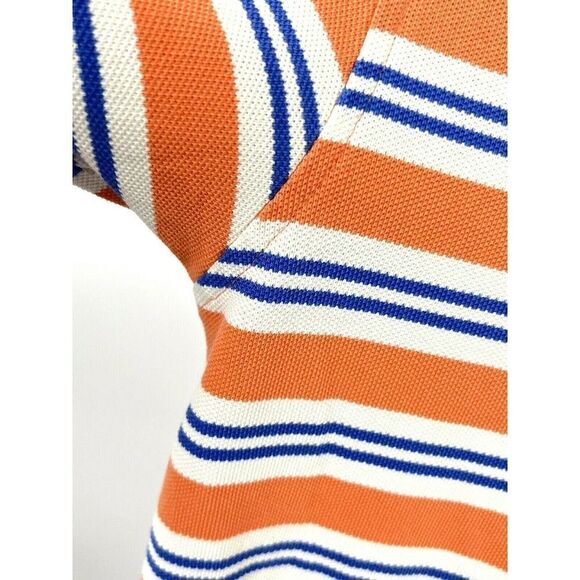 Brooks Brothers Mens Polo Shirt Short Sleeve Peach Blue Stripe - Picture 5 of 12